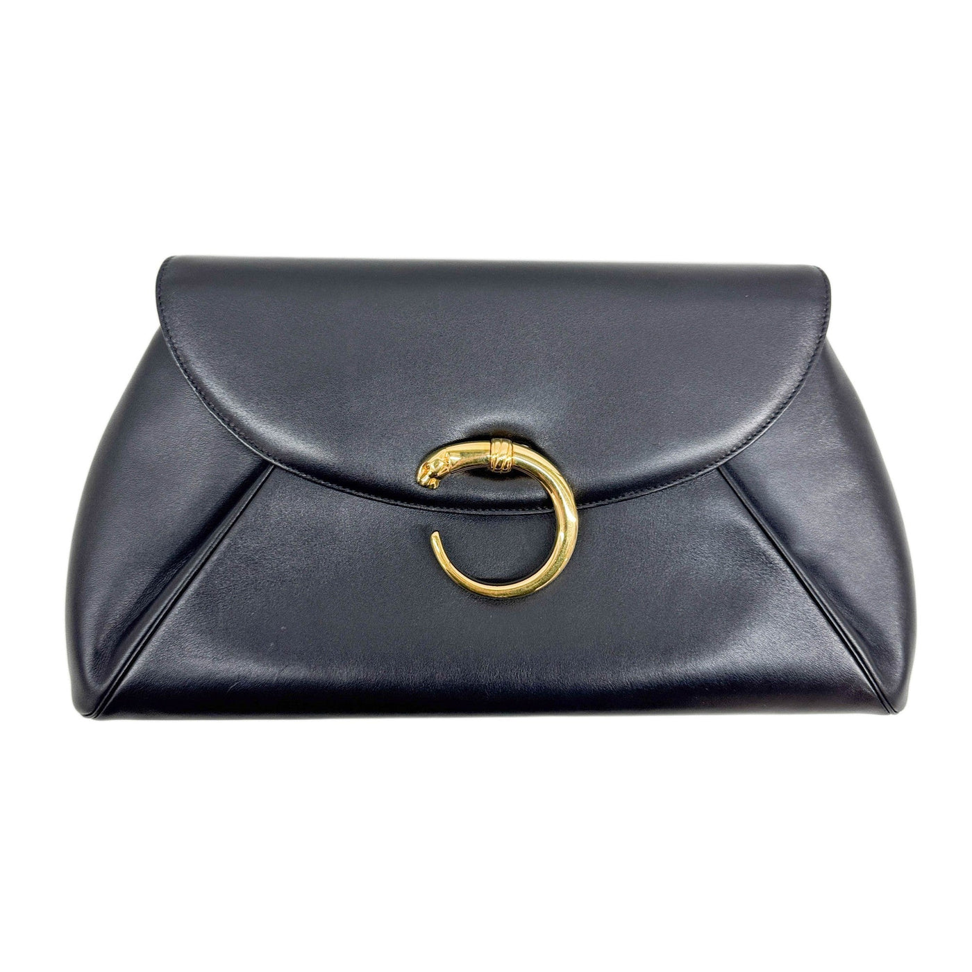 Panthere Black Leather Clutch Bag