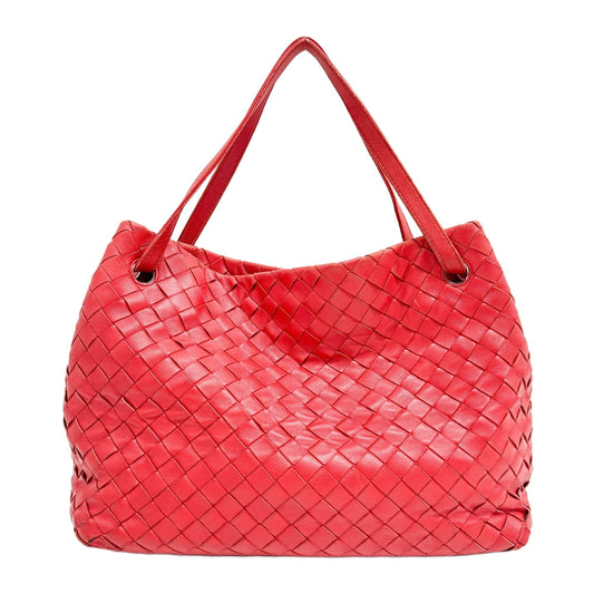 Veneta Intrecciato Blood Orange Red Leather Shoulder Bag