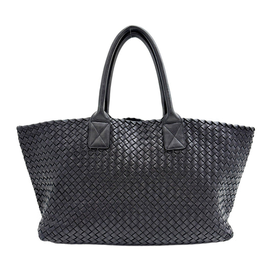 Cabat Intrecciato Black Leather Shoulder Tote Bag