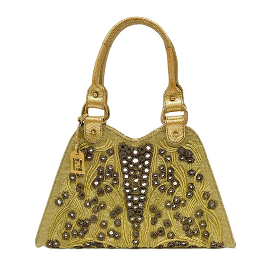 Mirror Embroidery Gold Silk Handle Bag