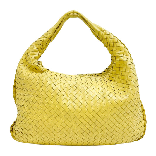 Veneta Intrecciato Lemon Yellow Leather Shoulder Bag