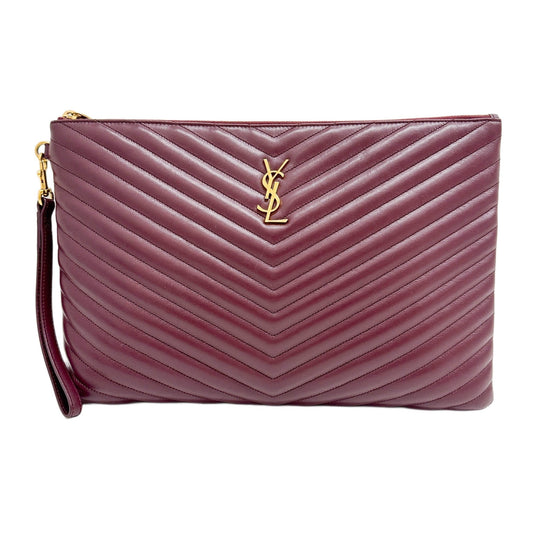 Cassandre Chevron Bordeaux Red Clutch Bag