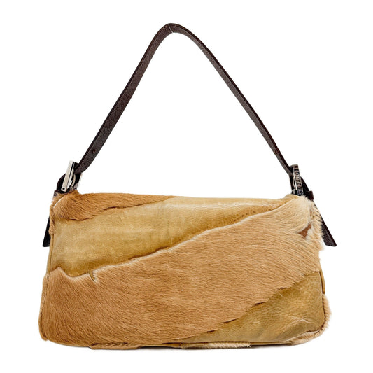 Baguette Brown Pony Hair & Leather Shoulder Bag