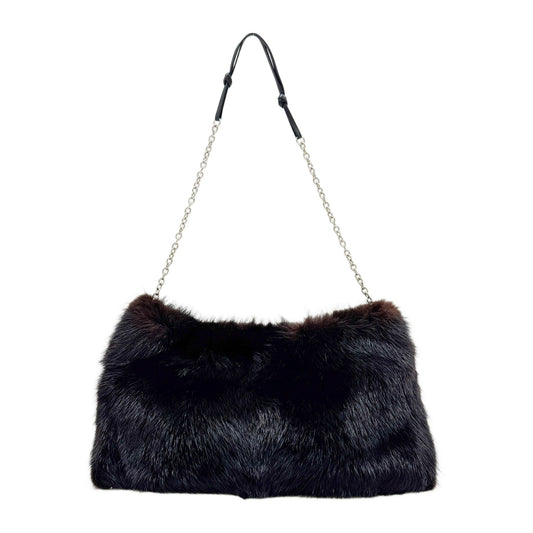 Espresso Brown Fur Shoulder Bag