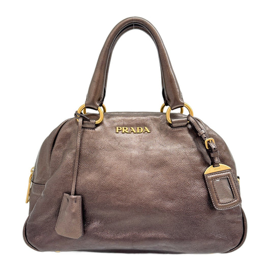 Metallic Brown Leather Hand Bag