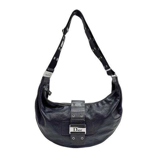 Street Chic Hobo Black Leather Shoulder Bag