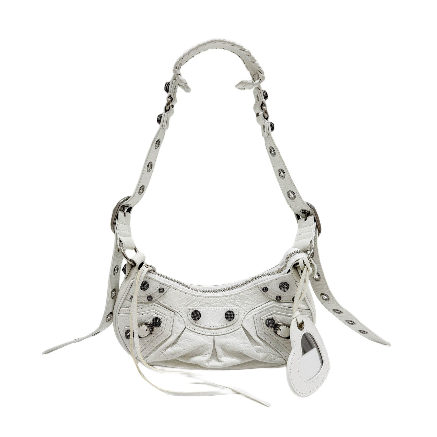 Le Cagole White Leather Shoulder Bag