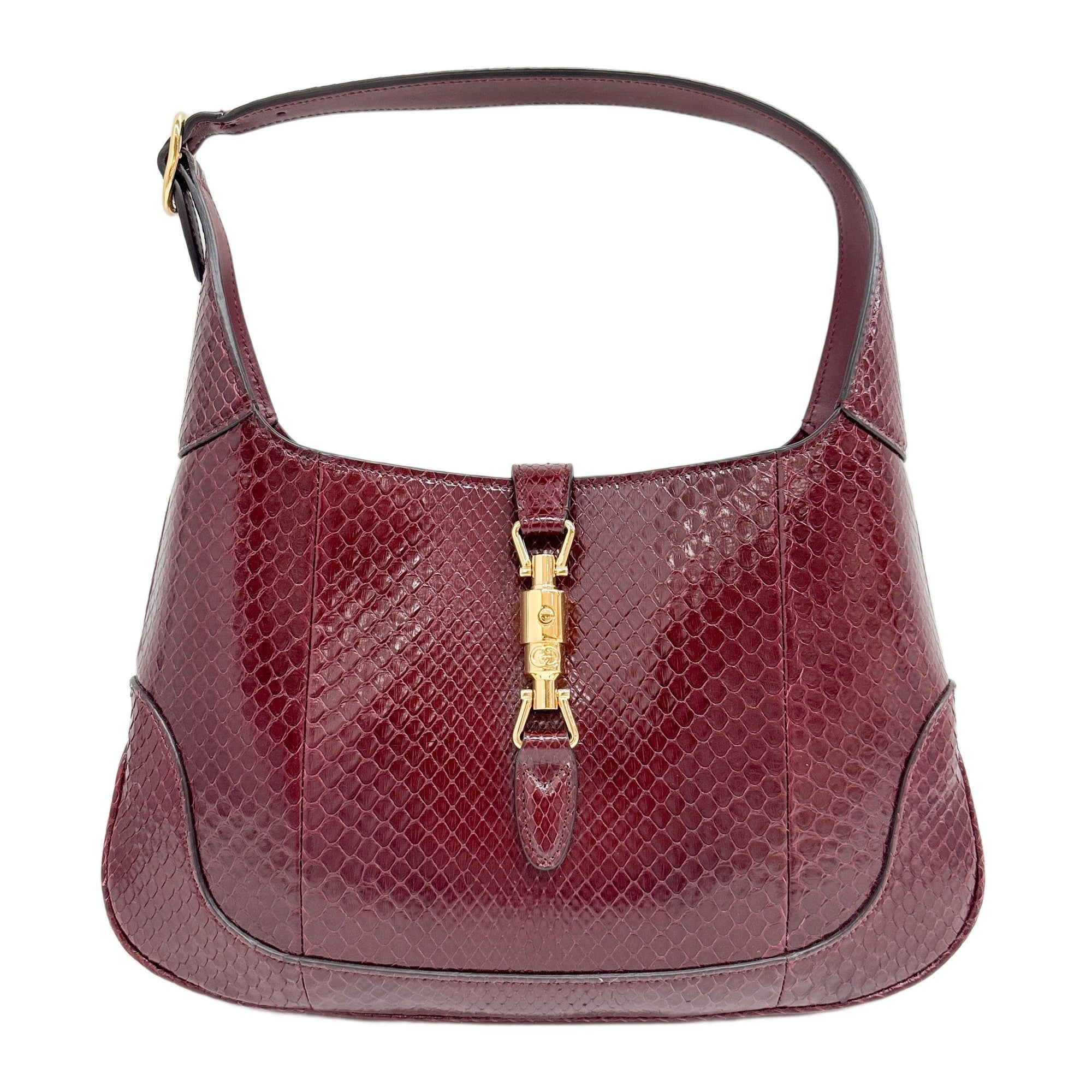 Jackie Bordeaux Red Python Embossed Leather Shoulder Bag