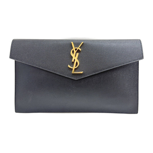 Paris Black Leather Clutch Bag