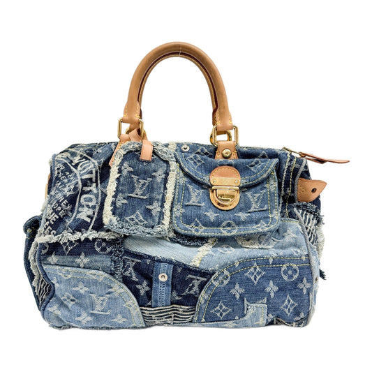 Speedy 30 Patchwork Blue Monogram Denim Hand Bag