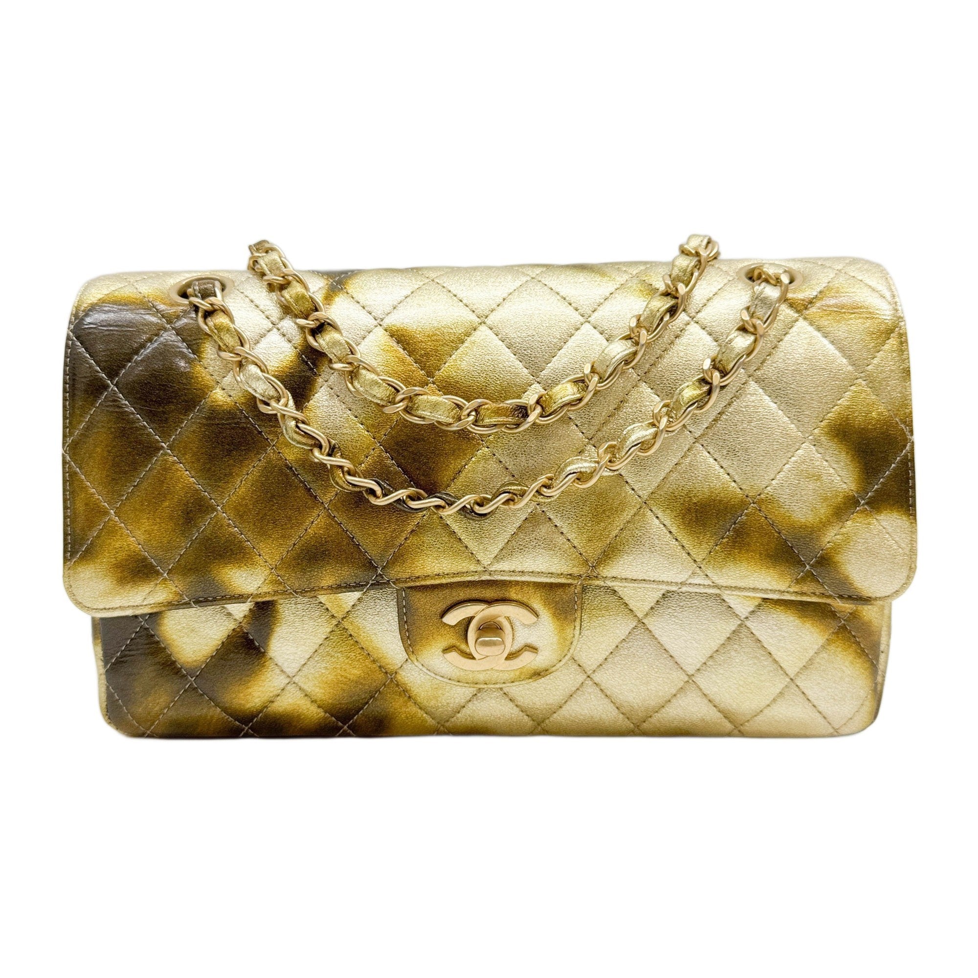 Classic Double Flap 2021-2026 Metallic Gold Metalasse Leather Shoulder Bag