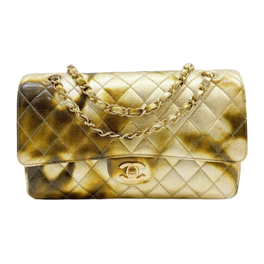 Classic Double Flap 2021-2026 Metallic Gold Metalasse Leather Shoulder Bag