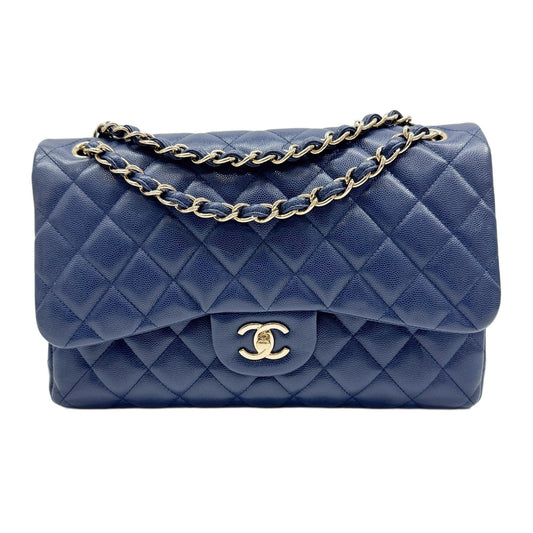 Jumbo Classic Double Flap 2017-2018 Blue Matelasse Leather Shoulder Bag