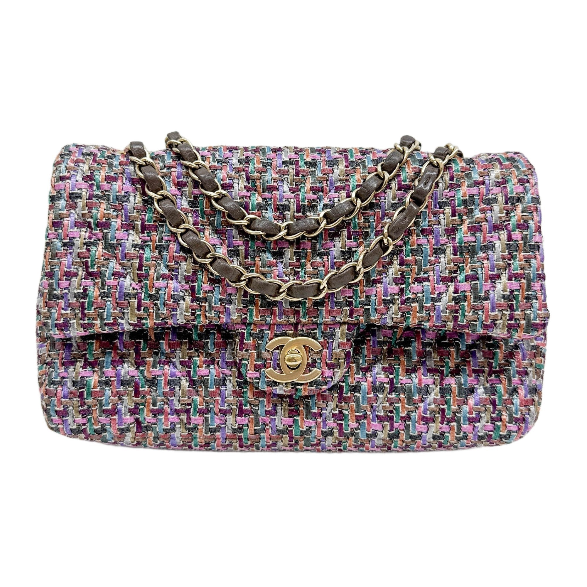 Classic Double Flap 2015-2016 Chevron Metallic Multicolor Tweed Shoulder Bag