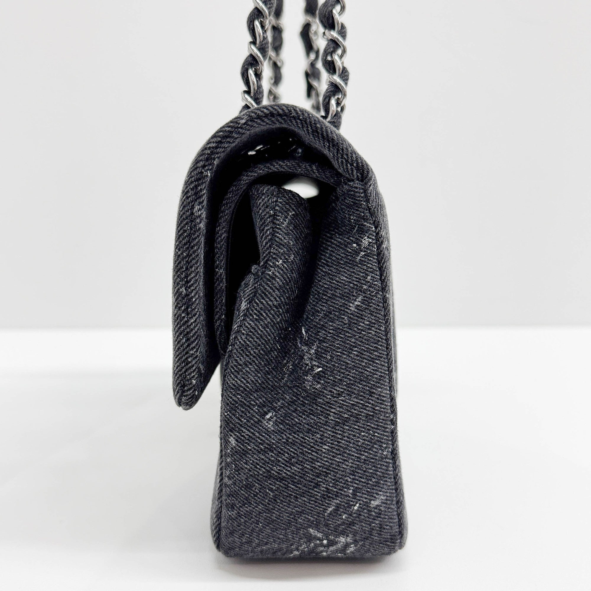 Classic Double 2019 Flap Charcoal Gray Denim Shoulder Bag