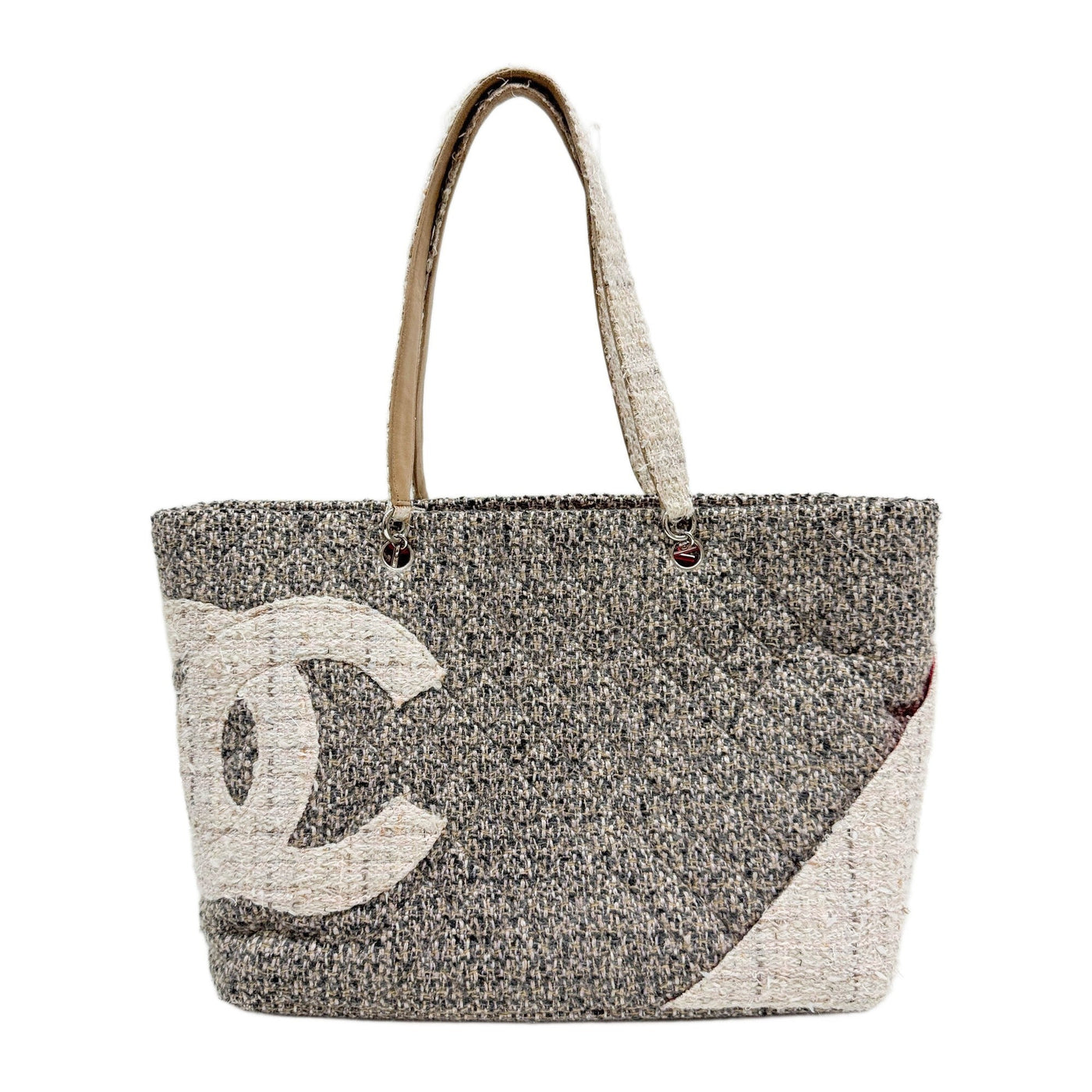 Cambon 2004-2005 Matelasse Gray Tweed Shoulder Tote Bag