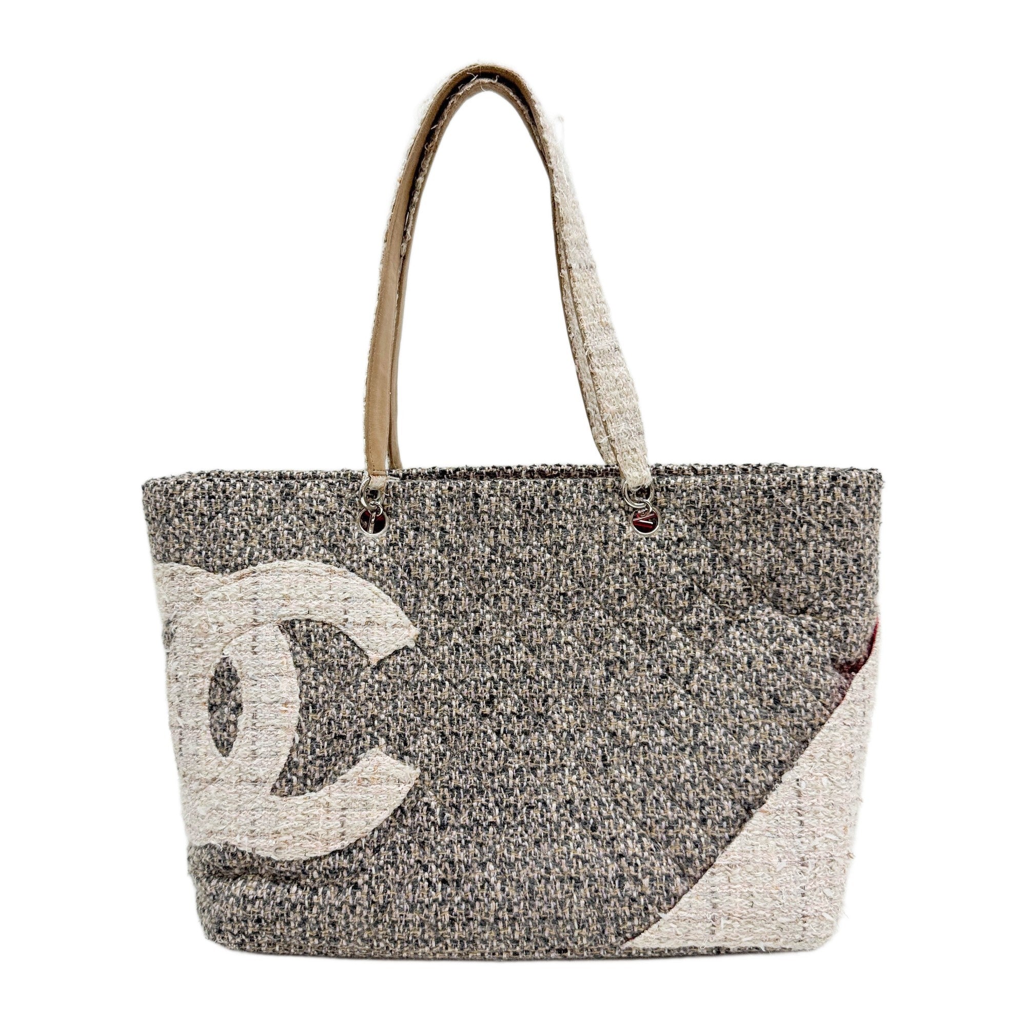 Cambon 2004-2005 Matelasse Gray Tweed Shoulder Tote Bag