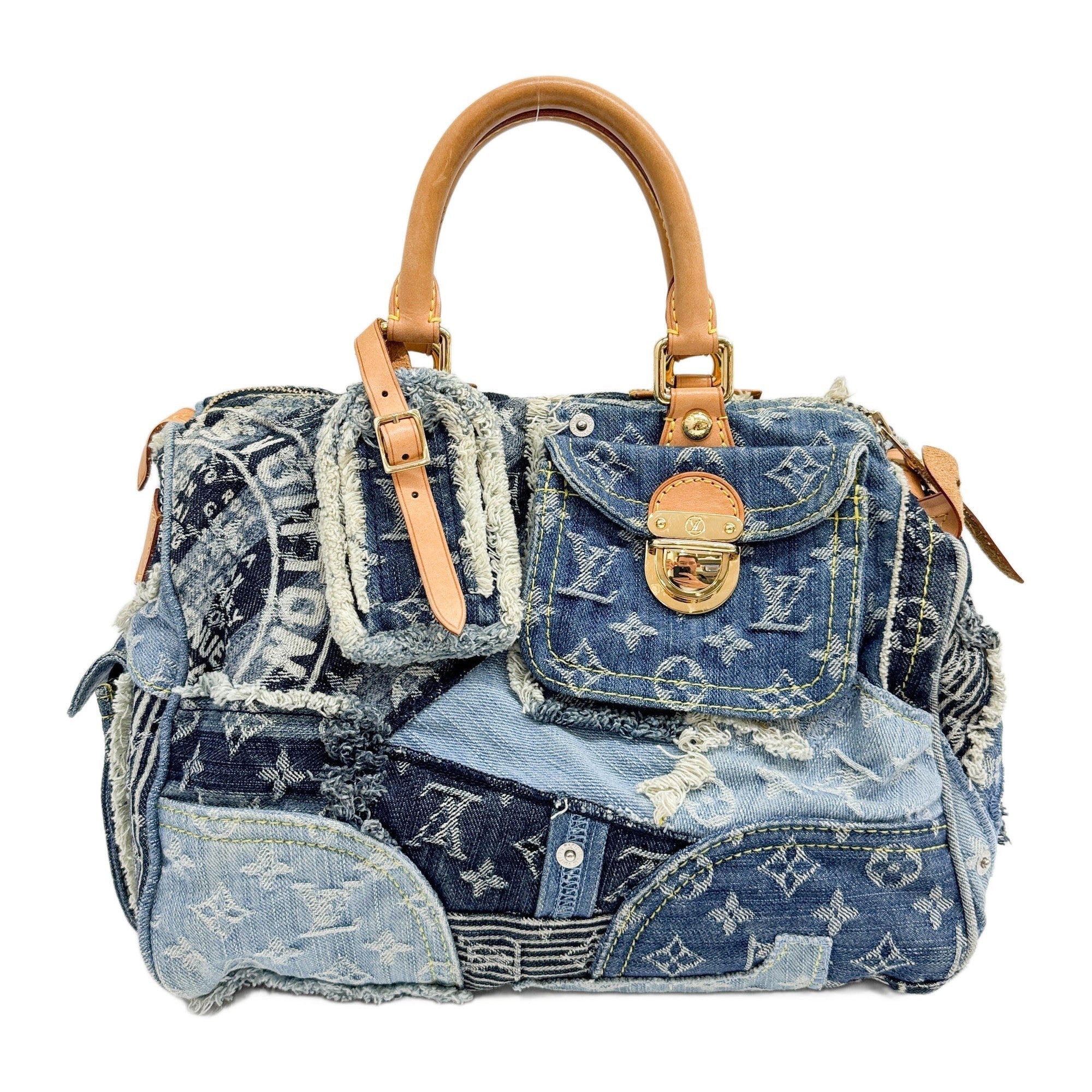 Speedy 30 Patchwork Blue Monogram Denim Hand Bag