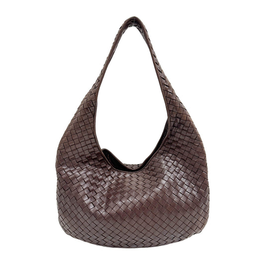 Intrecciato Brown Leather Shoulder Bag