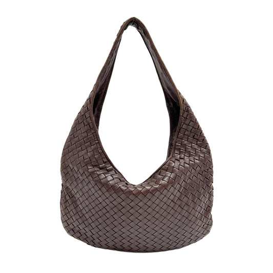 Intrecciato Brown Leather Shoulder Bag