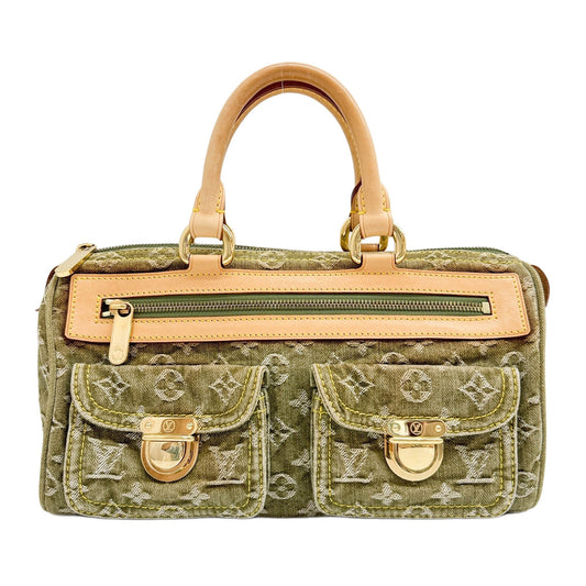 Neo Speedy Green Monogram Denim Hand Bag