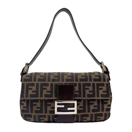 Baguette Brown Zucca Canvas Shoulder Bag