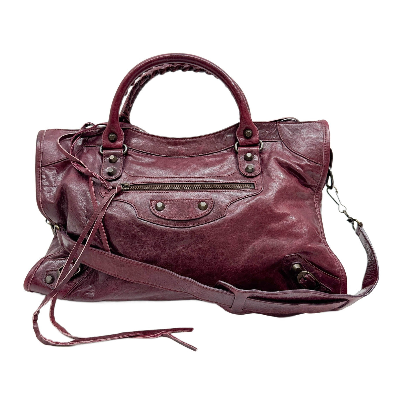 The City Grenat Red Leather Two Way Bag