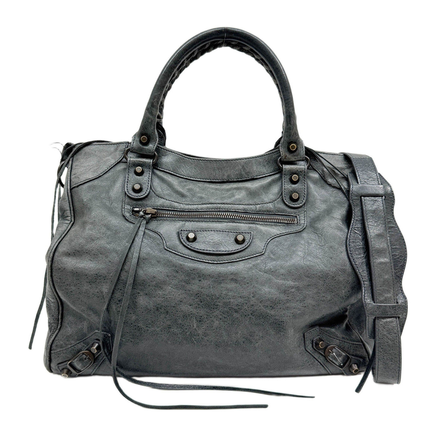 Velo Anthracite Gray Leather Two Way Bag