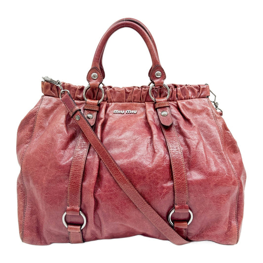 Amarena Red Leather Two Way Tote Bag
