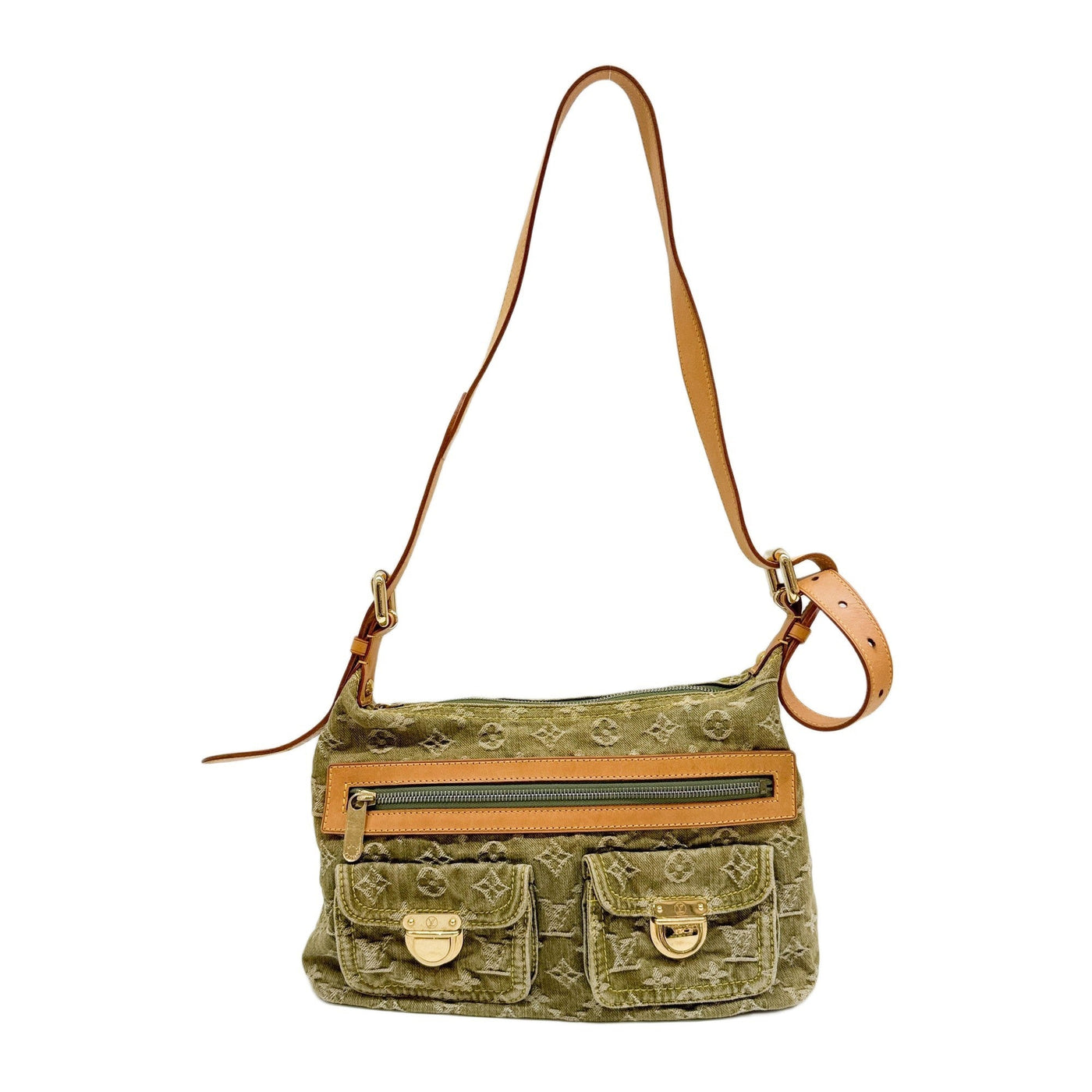 Neo Baggy Green Monogram Denim Shoulder Bag