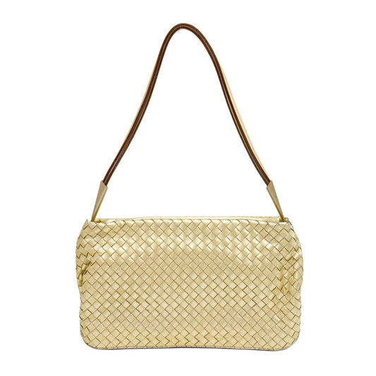 Intrecciato Gold Leather Shoulder Bag