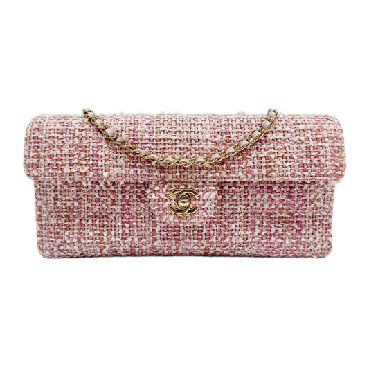 2003 - 2004 Long Flap Pink Tweed Chain Shoulder Bag