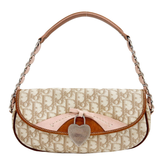 Romantique Beige and Pink Trotter Canvas Shoulder Bag