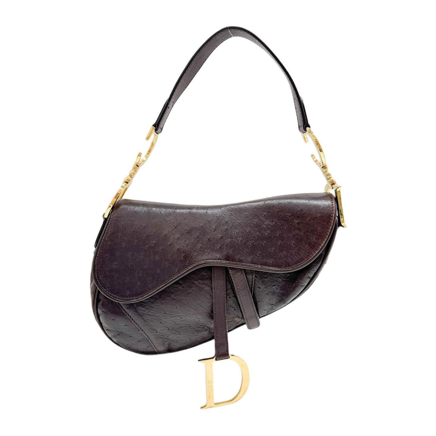 Saddle Brown Ostrich Shoulder Bag