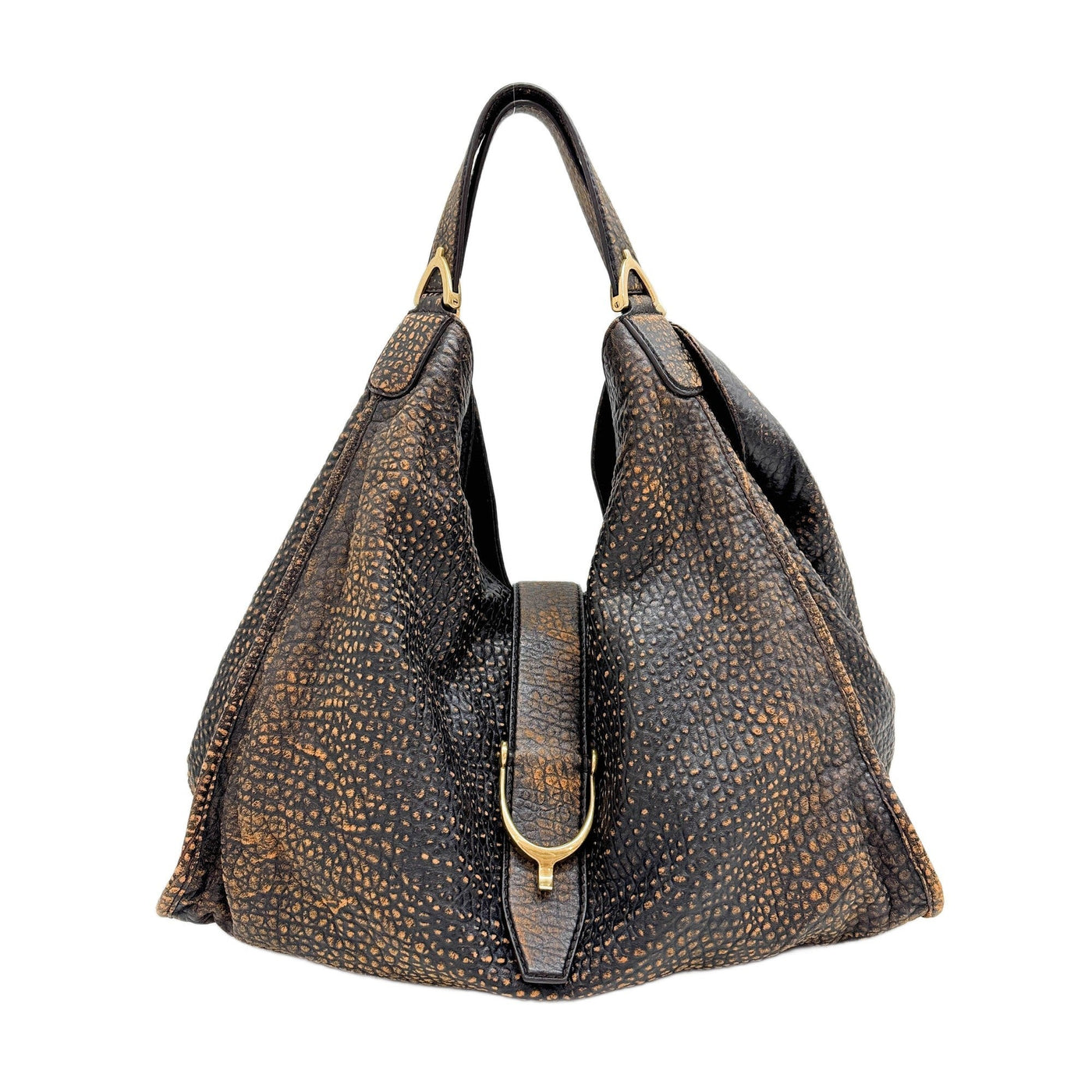 Stirrup Black & Orange Leather Shoulder Bag