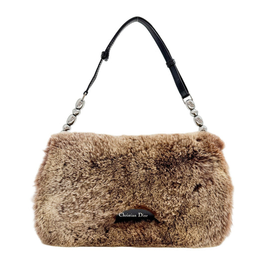 Malice Pearl Brown Fur Shoulder Bag