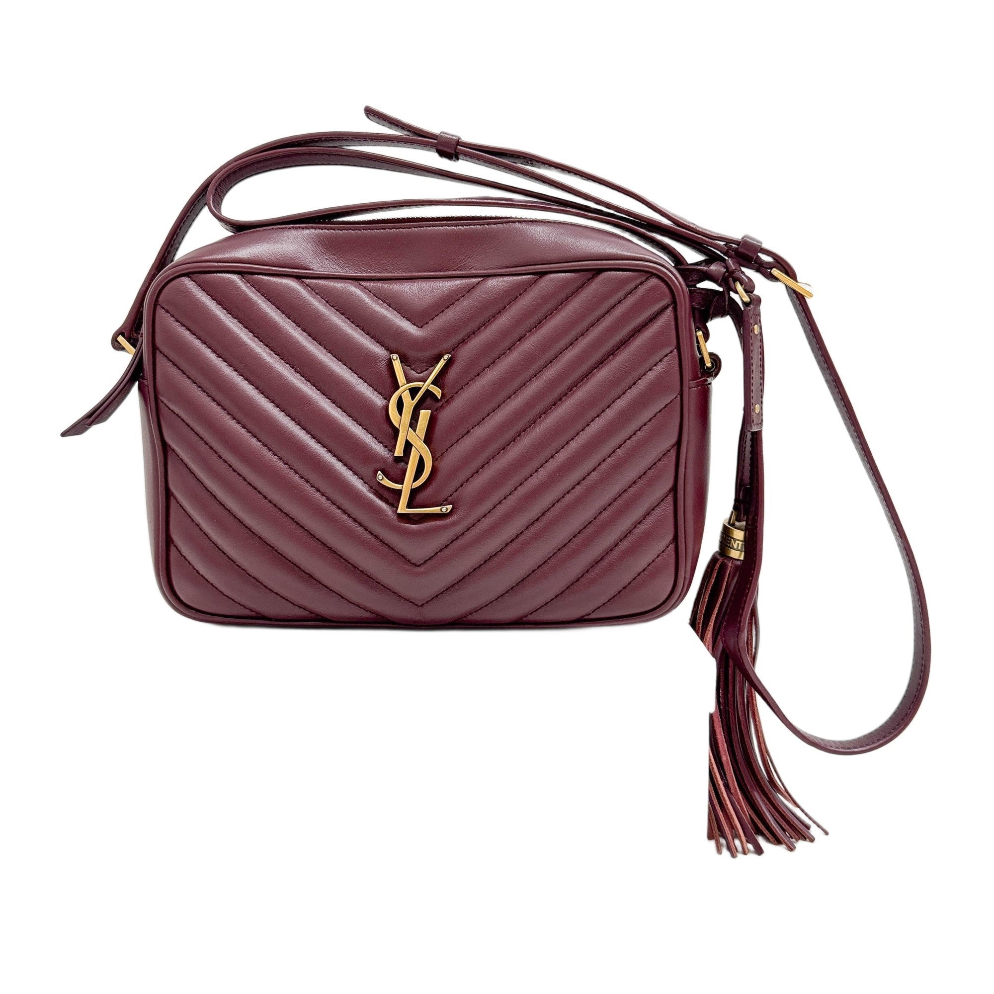 Camera Lou Burgundy Wine Leather Shoulder Bag