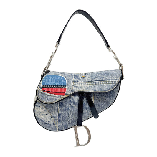 Saddle Denim Print Canvas Shoulder Bag