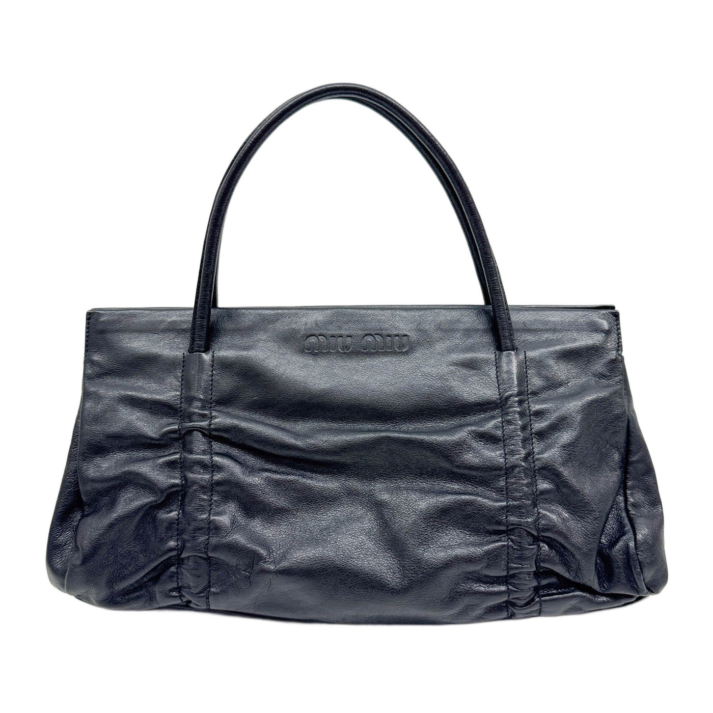 Black Leather Handle Bag