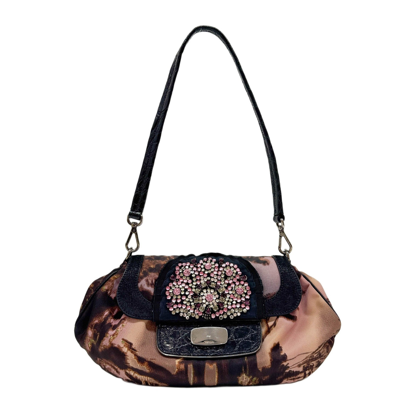 Antic Skipper Rhinestone Embroided Nylon Bijoux Shoulder Bag