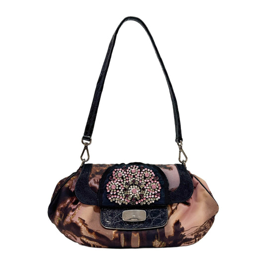 Antic Skipper Rhinestone Embroided Nylon Bijoux Shoulder Bag