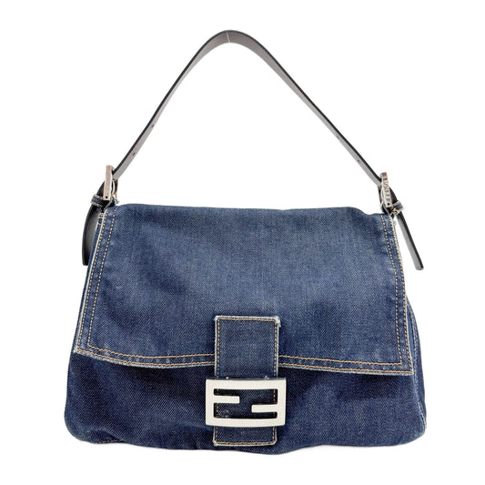 Mamma Baguette Blue Denim Shoulder Bag