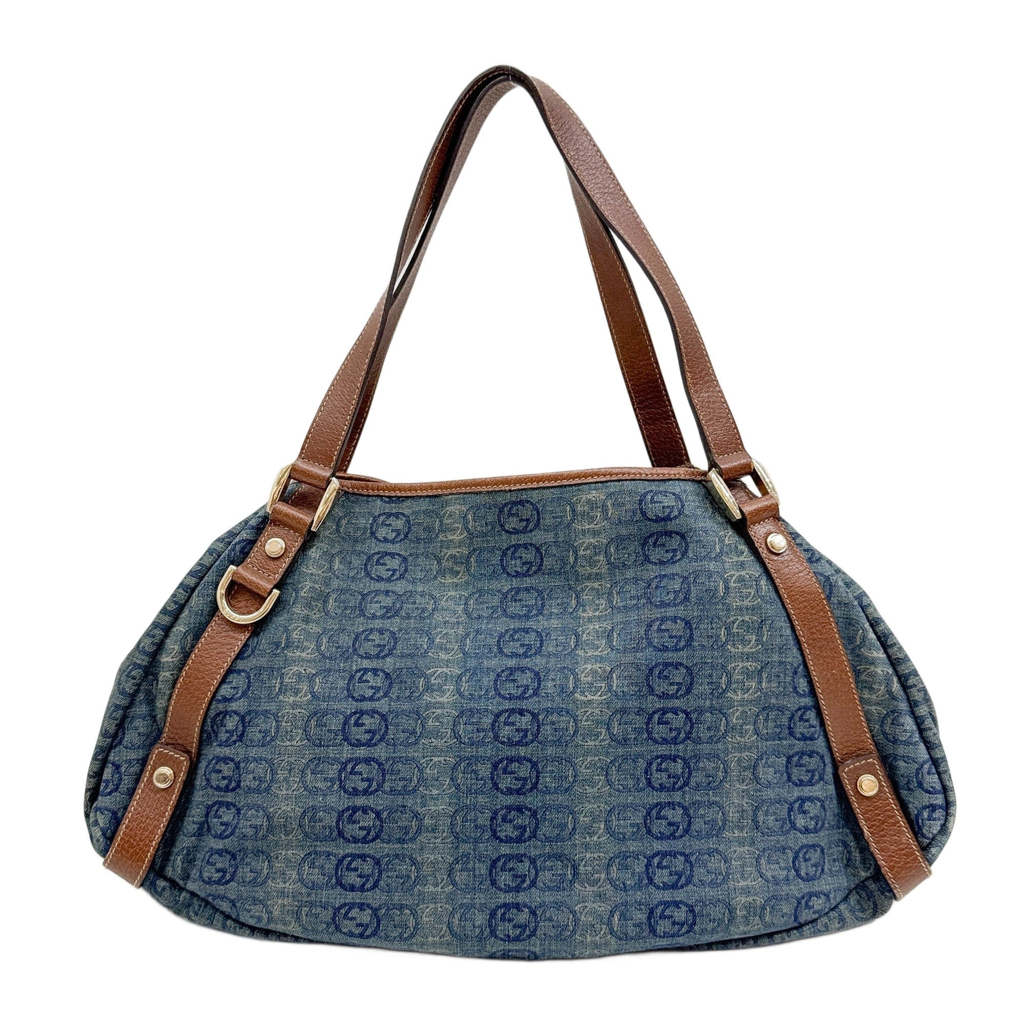 Abbey Blue Interlocking G Denim Shoulder Bag