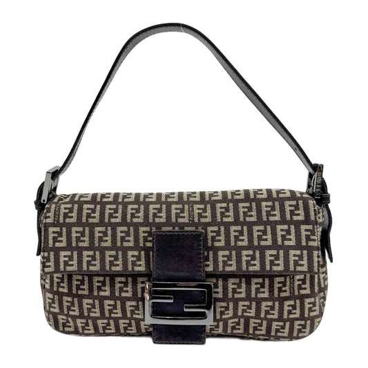 Baguette Brown Zucca Canvas Shoulder Bag