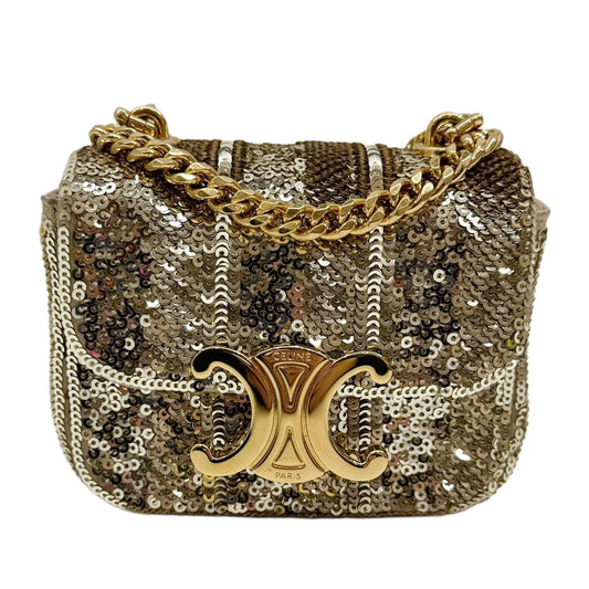 Mini Triomphe Gold Sequin Shoulder Bag