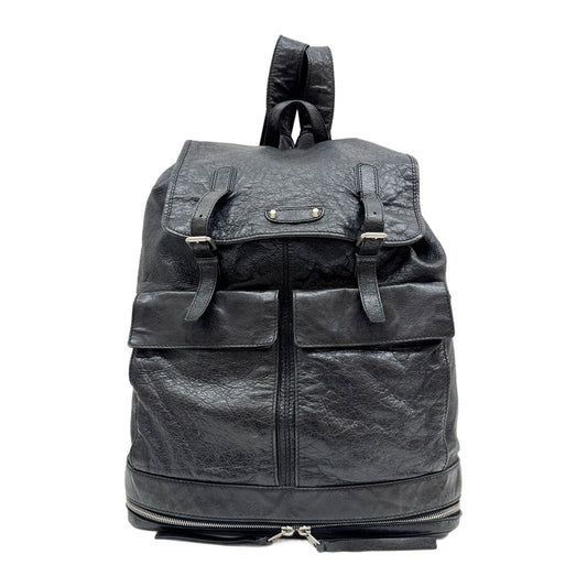 Traveler Black Leather Backpack