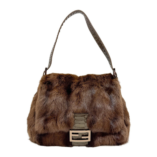 Mamma Baguette Brown Fur Shoulder Bag