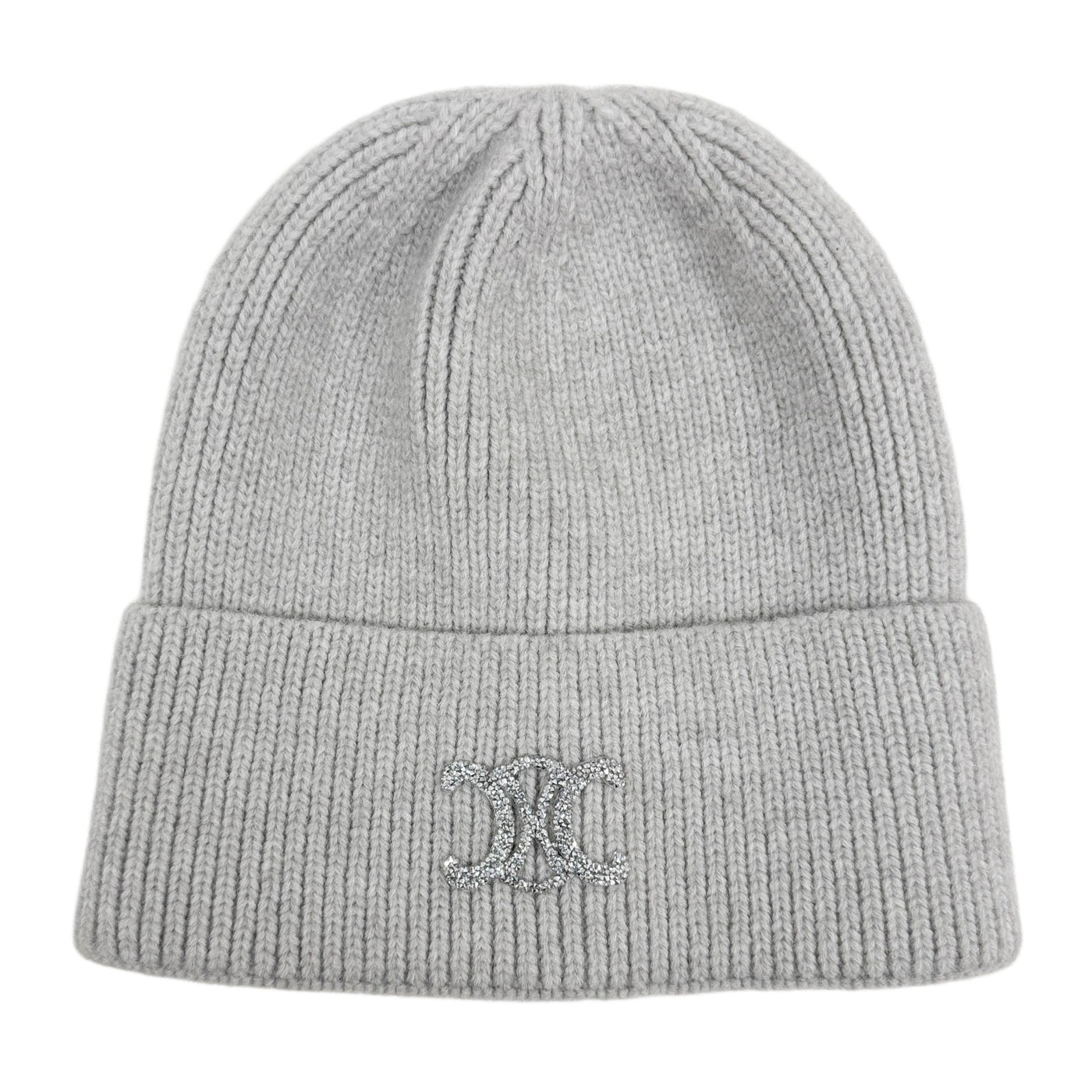 Shiny Triomphe Grey Wool Beanie Hat