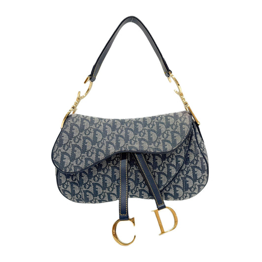 Double Saddle Blue Denim Shoulder Bag