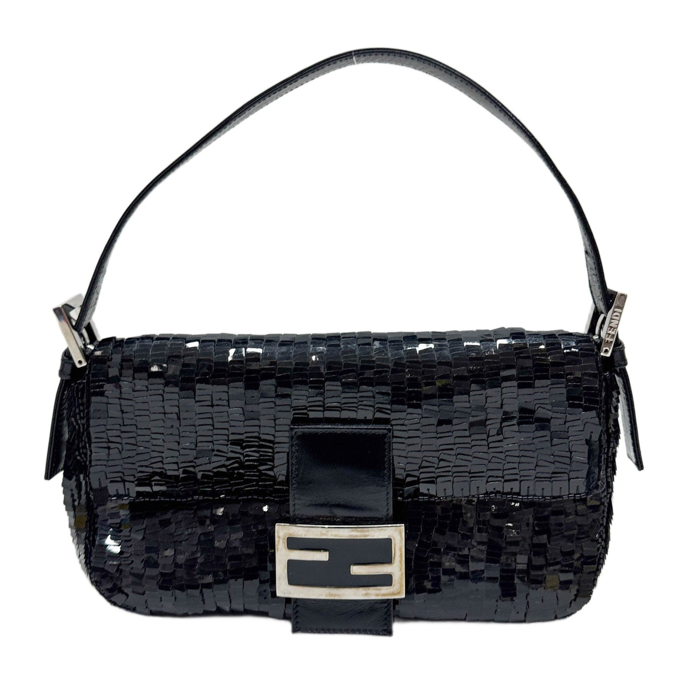 Baguette Black Sequin Shoulder Bag